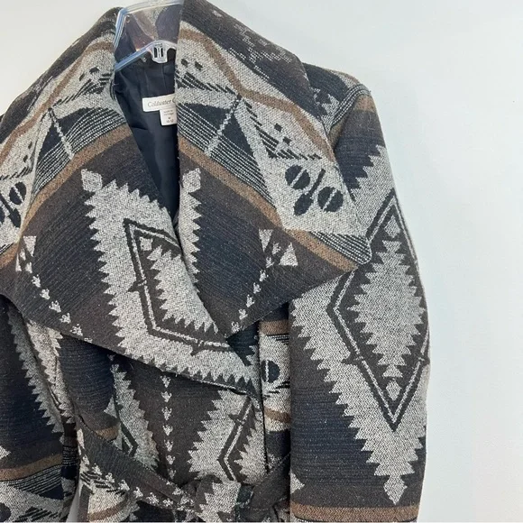 Coldwater Creek Southwestern Wool Blanket Wrap Coat Western Equestrian Aztec M - Picture 8 of 12